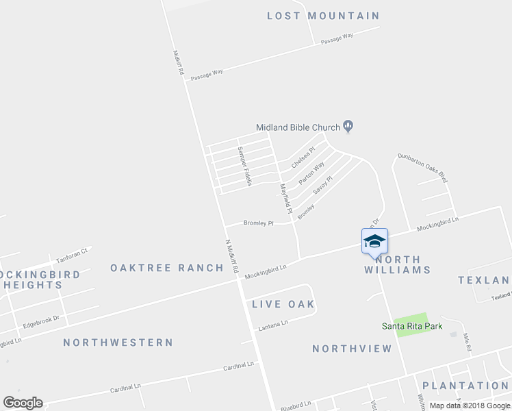 map of restaurants, bars, coffee shops, grocery stores, and more near 3200 Bromley Place in Midland