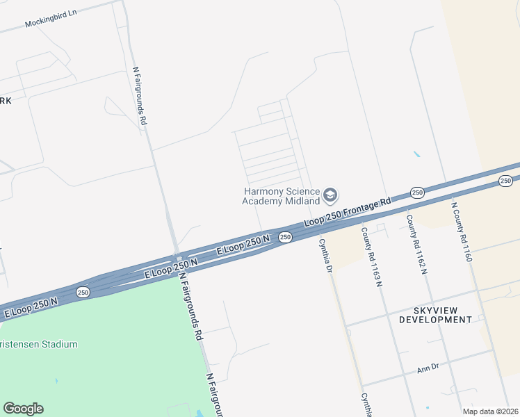 map of restaurants, bars, coffee shops, grocery stores, and more near Sunnyvale Street in Midland