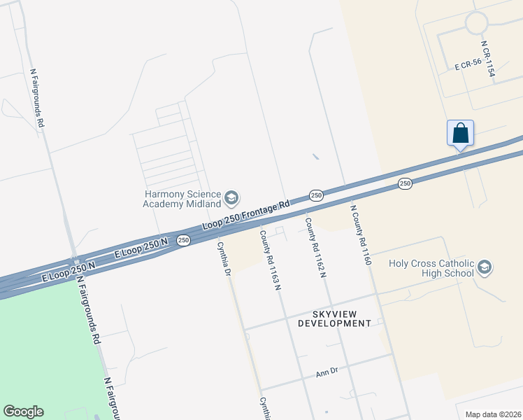 map of restaurants, bars, coffee shops, grocery stores, and more near 2811 Highway 250 Loop in Midland
