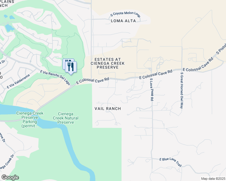 map of restaurants, bars, coffee shops, grocery stores, and more near 11085 South Vail Creek Place in Vail