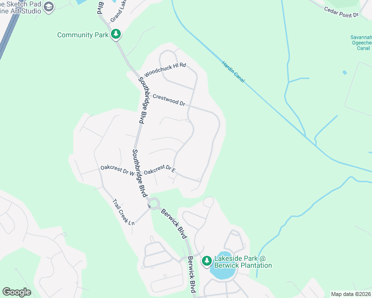 map of restaurants, bars, coffee shops, grocery stores, and more near 79 Woodchuck Hill Drive in Savannah