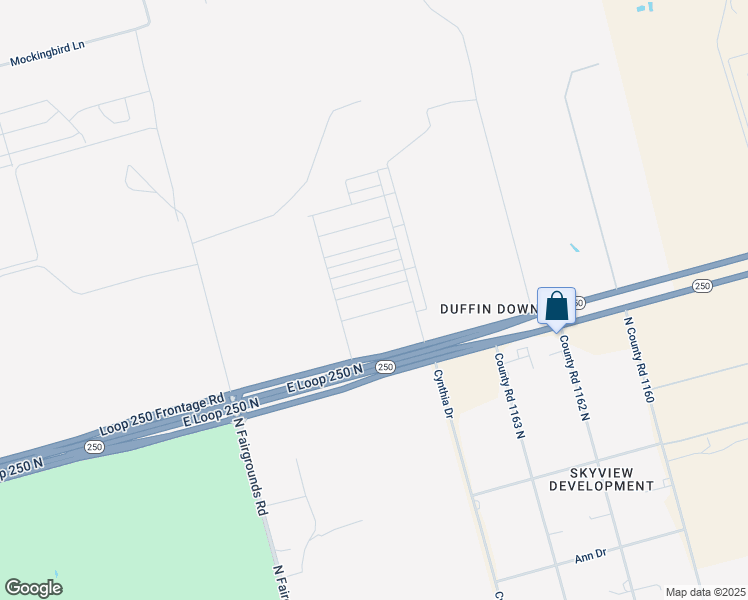map of restaurants, bars, coffee shops, grocery stores, and more near Texas 250 Loop in Midland