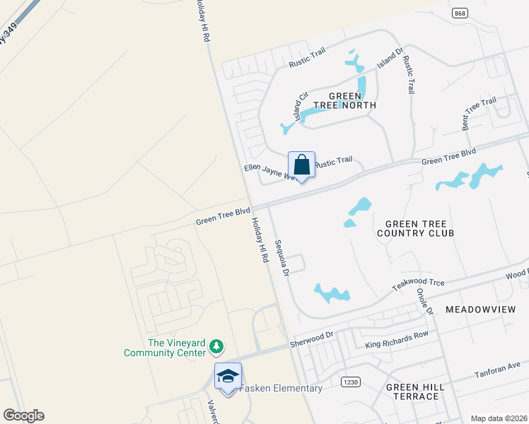 map of restaurants, bars, coffee shops, grocery stores, and more near 6505 Sequoia Drive in Midland