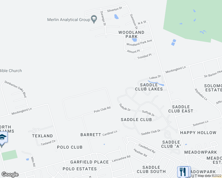map of restaurants, bars, coffee shops, grocery stores, and more near 1513 Mockingbird Lane in Midland