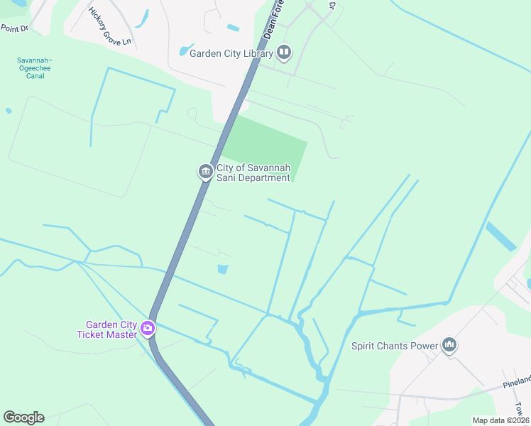 map of restaurants, bars, coffee shops, grocery stores, and more near 1312 Dean Forest Road in Savannah