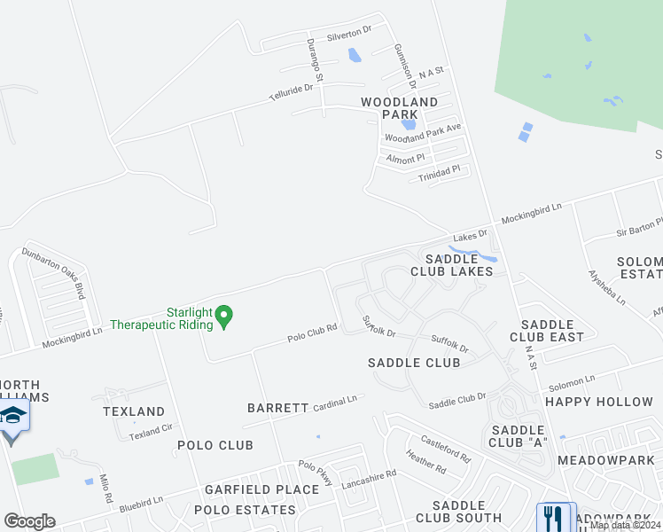 map of restaurants, bars, coffee shops, grocery stores, and more near 1513 Mockingbird Lane in Midland