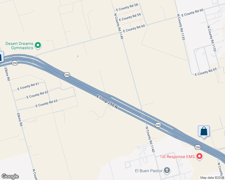 map of restaurants, bars, coffee shops, grocery stores, and more near 4801-4983 Texas 250 Loop in Midland