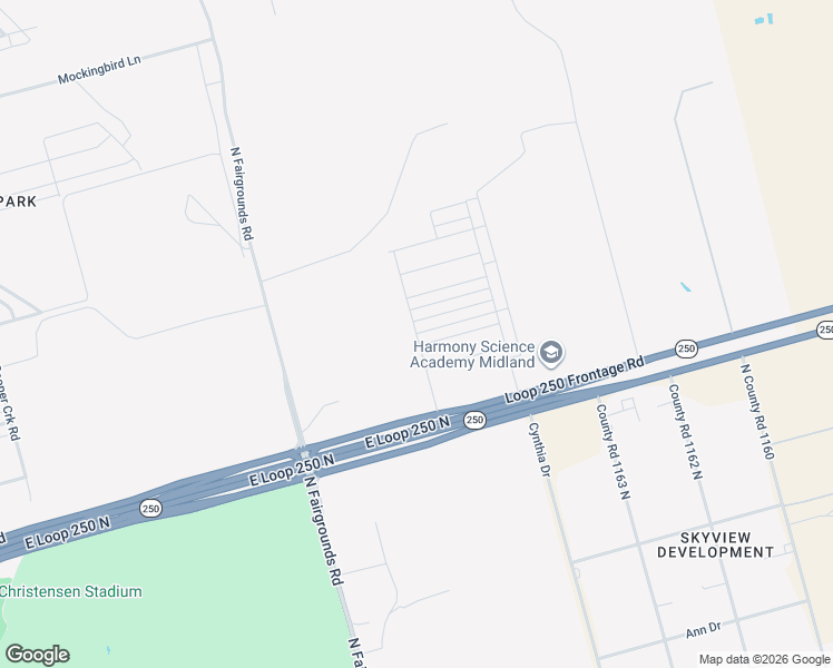 map of restaurants, bars, coffee shops, grocery stores, and more near Sunnyvale Street in Midland