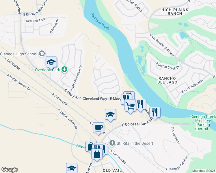 map of restaurants, bars, coffee shops, grocery stores, and more near 13211 East Coyote Well Drive in Vail