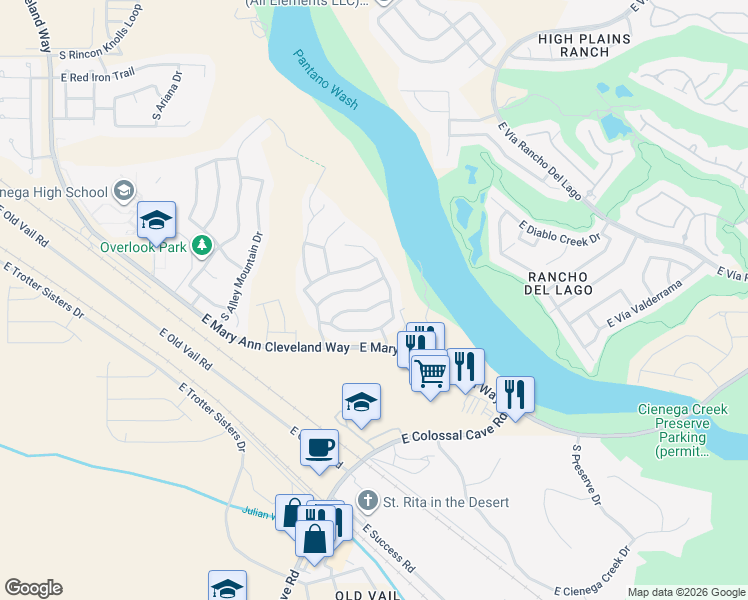 map of restaurants, bars, coffee shops, grocery stores, and more near 13265 East Coyote Well Drive in Vail
