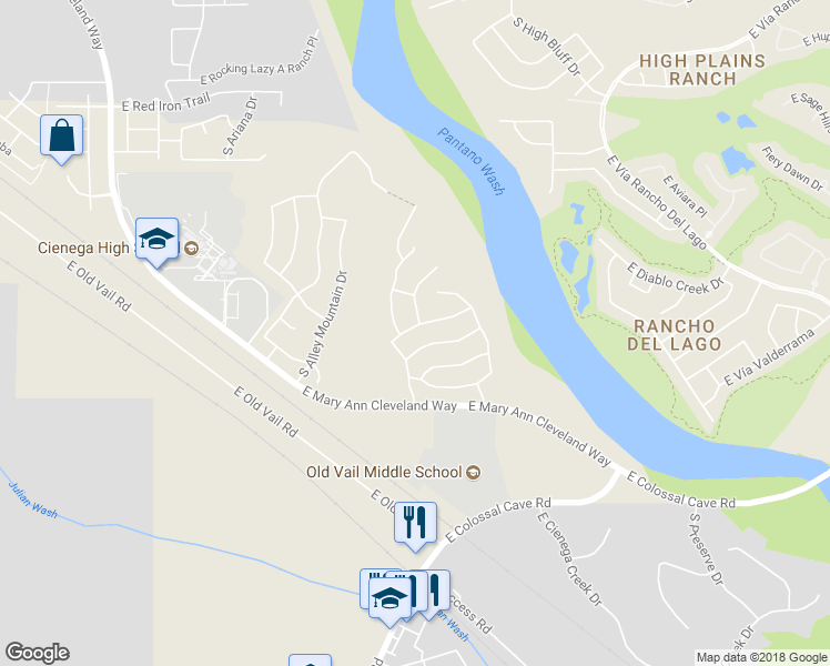 map of restaurants, bars, coffee shops, grocery stores, and more near 13156 East Mesquite Flat Spring Drive in Vail