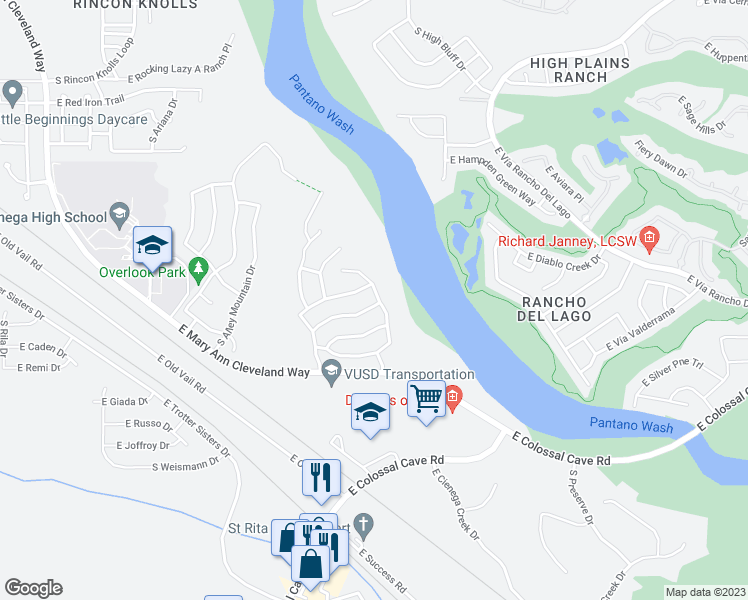 map of restaurants, bars, coffee shops, grocery stores, and more near 13291 East Mineta Ridge Drive in Vail