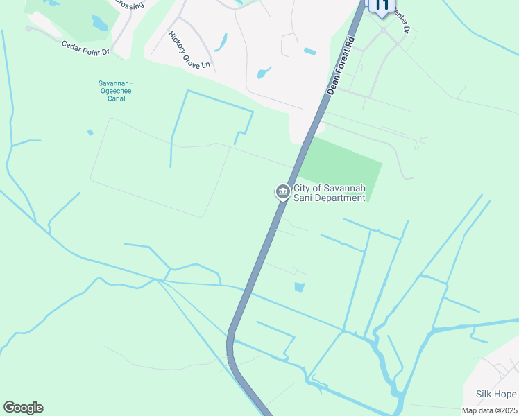 map of restaurants, bars, coffee shops, grocery stores, and more near 1319 Dean Forest Road in Savannah