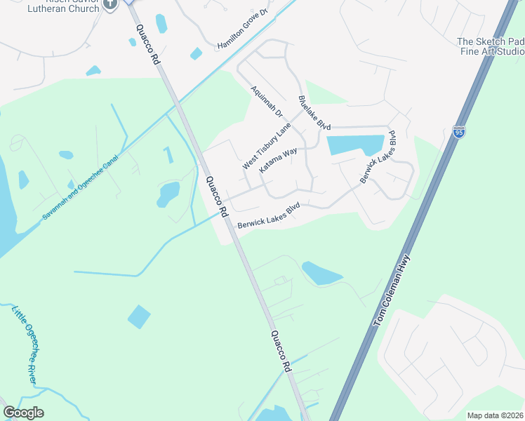 map of restaurants, bars, coffee shops, grocery stores, and more near 126 Old Whaling Way in Pooler