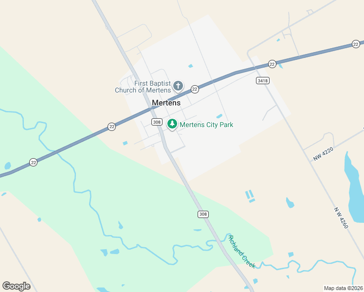 map of restaurants, bars, coffee shops, grocery stores, and more near 315 South Barry Street in Mertens