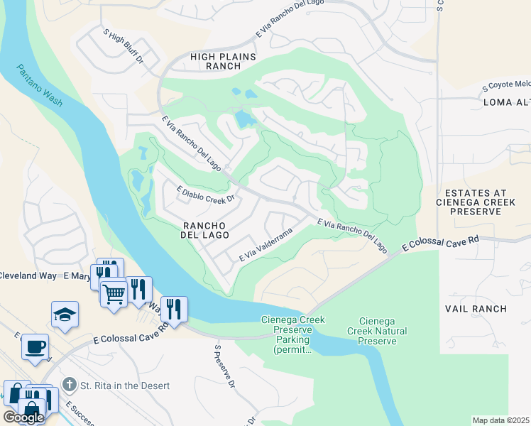 map of restaurants, bars, coffee shops, grocery stores, and more near 10904 South Camino Pozoblanco in Vail