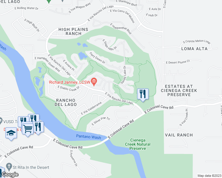 map of restaurants, bars, coffee shops, grocery stores, and more near 10825 South Fairway Point Court in Vail