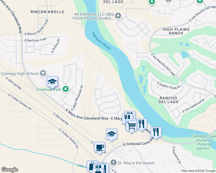 map of restaurants, bars, coffee shops, grocery stores, and more near 10889 South Arrowhead Spring Drive in Vail