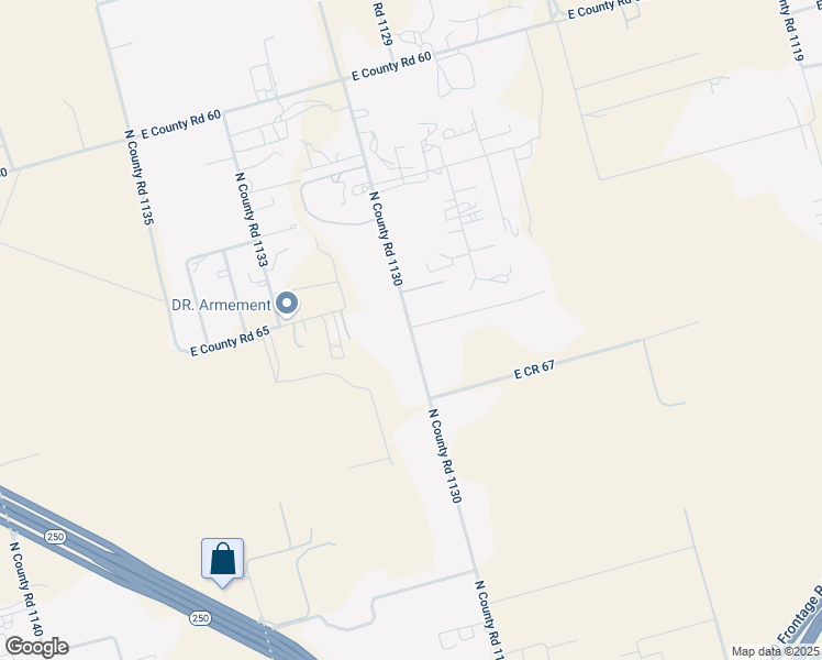 map of restaurants, bars, coffee shops, grocery stores, and more near 6401-6599 East County Road 66 in Midland