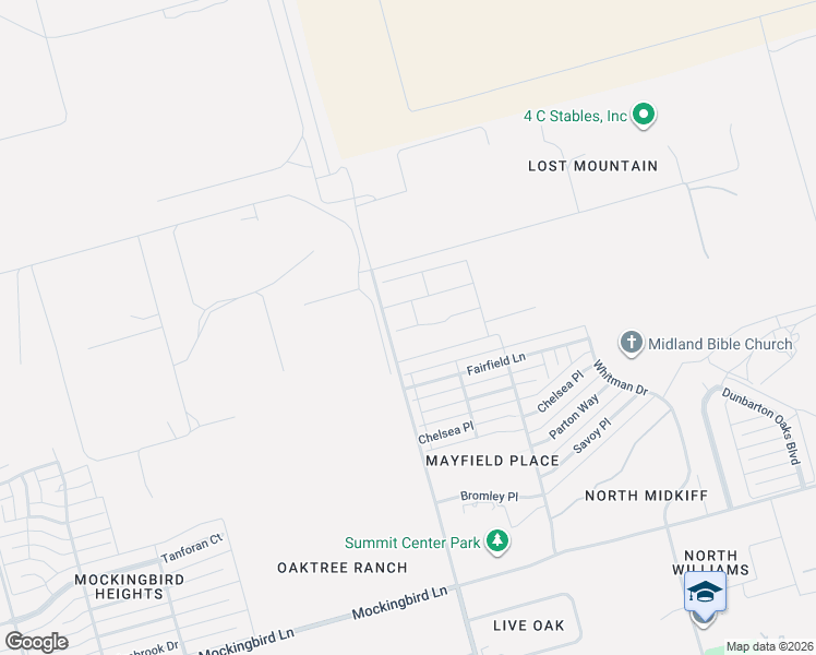 map of restaurants, bars, coffee shops, grocery stores, and more near North Midkiff Road in Midland