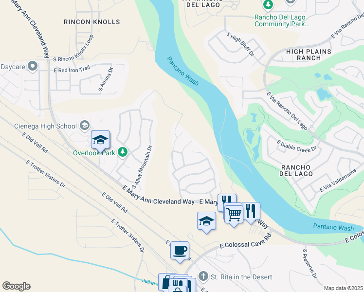 map of restaurants, bars, coffee shops, grocery stores, and more near 10850 South Lake Gambusi Drive in Vail