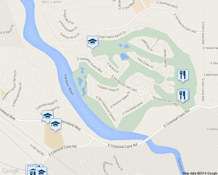map of restaurants, bars, coffee shops, grocery stores, and more near 13635 East Diablo Creek Drive in Vail