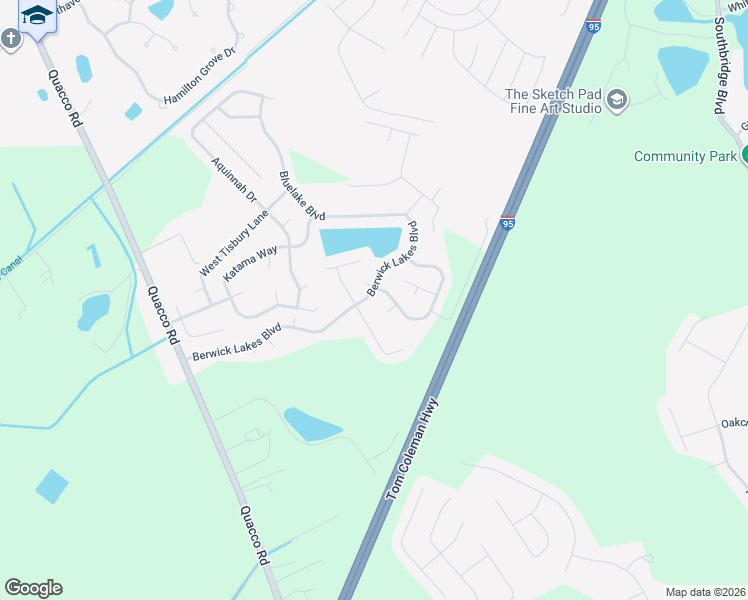 map of restaurants, bars, coffee shops, grocery stores, and more near 179 Berwick Lakes Boulevard in Pooler