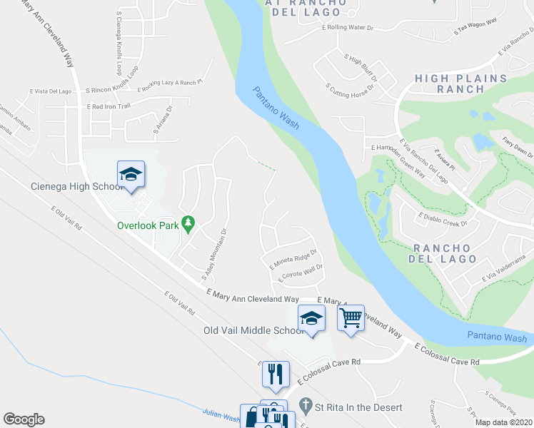 map of restaurants, bars, coffee shops, grocery stores, and more near 10835 South Piety Hill Drive in Vail