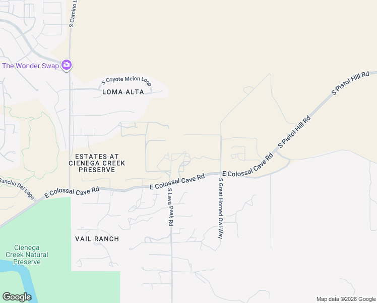 map of restaurants, bars, coffee shops, grocery stores, and more near 14721 East Colossal Cave Road in Vail
