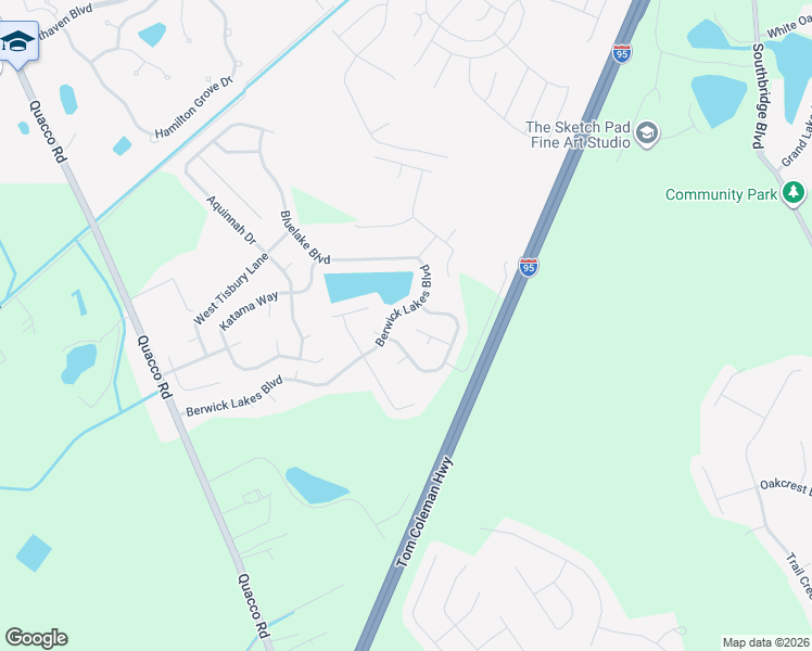 map of restaurants, bars, coffee shops, grocery stores, and more near 186 Berwick Lakes Boulevard in Pooler