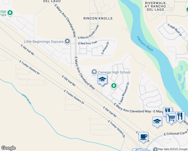 map of restaurants, bars, coffee shops, grocery stores, and more near 12775 East Mary Ann Cleveland Way in Vail