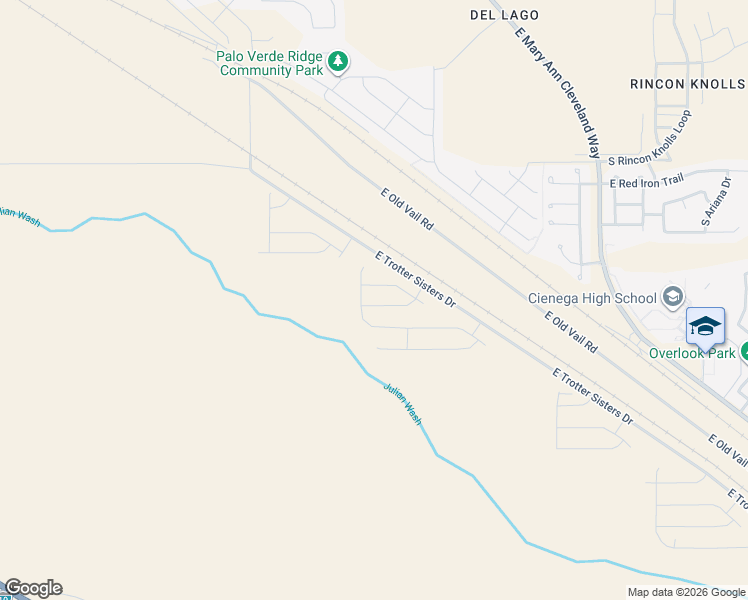 map of restaurants, bars, coffee shops, grocery stores, and more near 12290 East Old Vail Road in Tucson