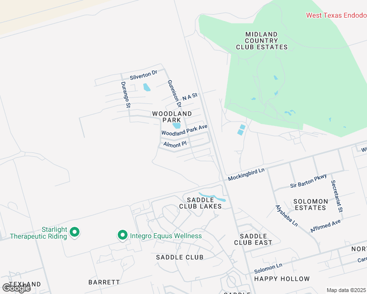 map of restaurants, bars, coffee shops, grocery stores, and more near 911 Almont Place in Midland