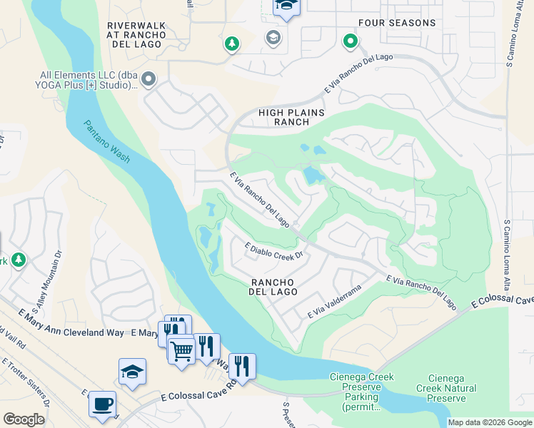 map of restaurants, bars, coffee shops, grocery stores, and more near 13664 East Hampden Green Way in Vail