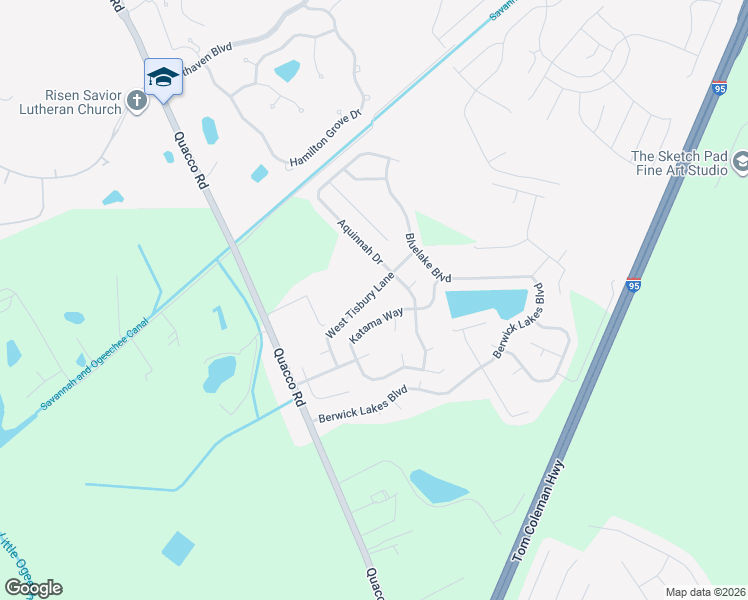 map of restaurants, bars, coffee shops, grocery stores, and more near 134 West Tisbury Lane in Pooler