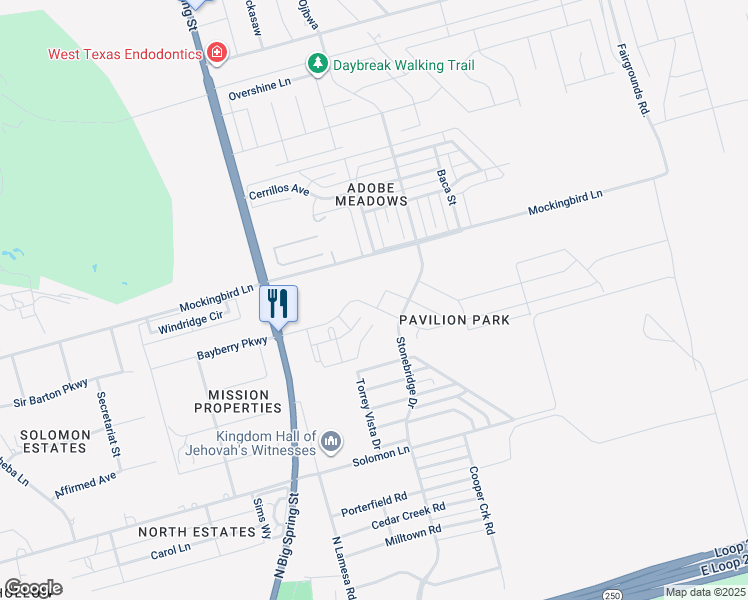 map of restaurants, bars, coffee shops, grocery stores, and more near 5601 Rodeo Street in Midland