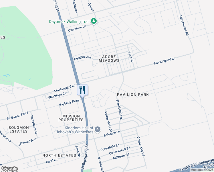map of restaurants, bars, coffee shops, grocery stores, and more near 5601 Rodeo Street in Midland