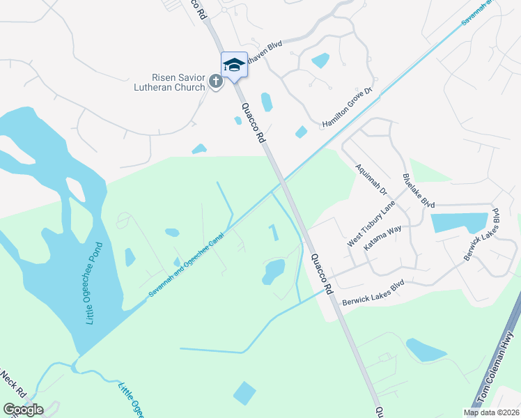 map of restaurants, bars, coffee shops, grocery stores, and more near 19 Canal Bank Road in Pooler
