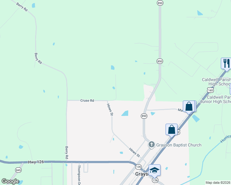 map of restaurants, bars, coffee shops, grocery stores, and more near 233 Douglas Road in Grayson