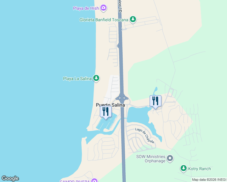 map of restaurants, bars, coffee shops, grocery stores, and more near Calle Placier in Puerto Salina