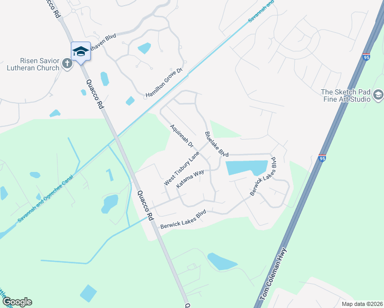 map of restaurants, bars, coffee shops, grocery stores, and more near 143 West Tisbury Lane in Pooler