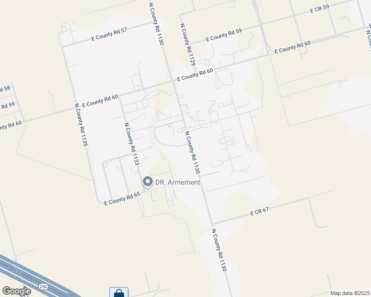 map of restaurants, bars, coffee shops, grocery stores, and more near 4301 North County Road 1130 in Midland