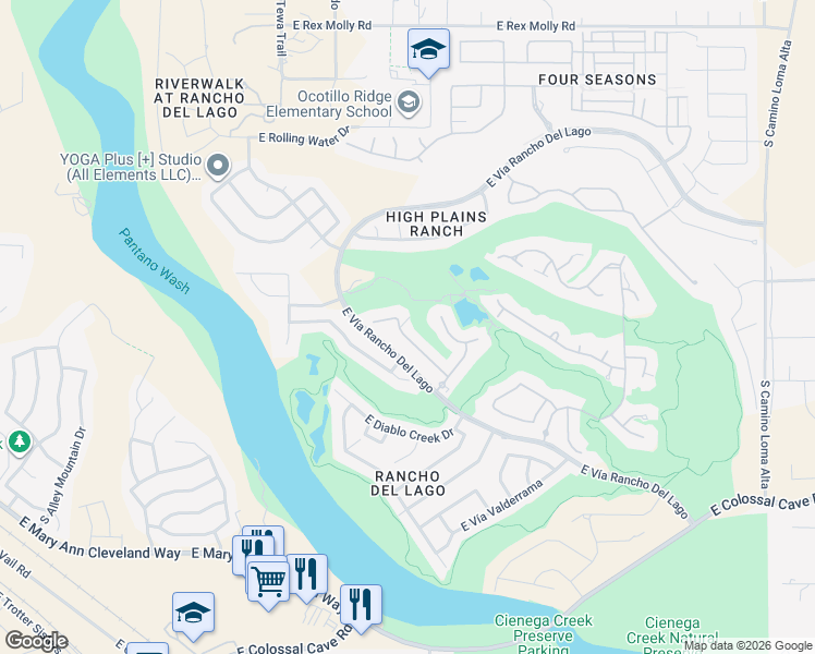 map of restaurants, bars, coffee shops, grocery stores, and more near 13637 East Aviara Place in Vail