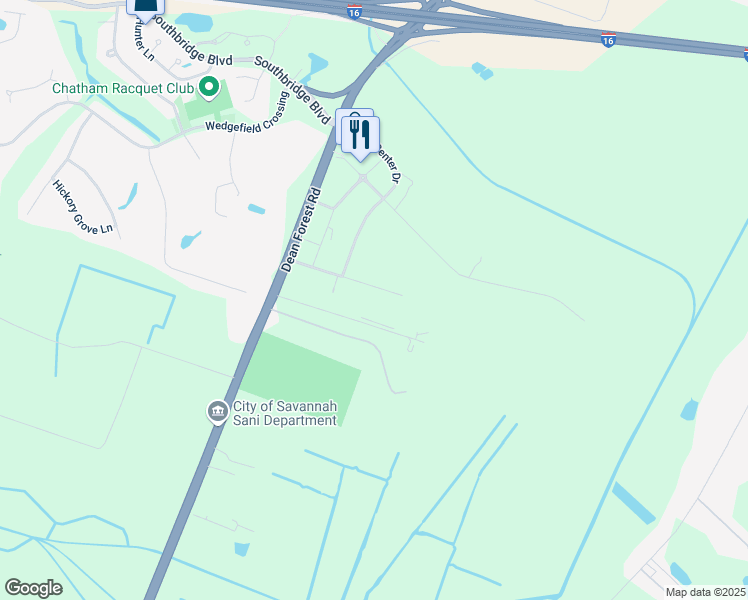 map of restaurants, bars, coffee shops, grocery stores, and more near 117 Sunshine Road in Savannah