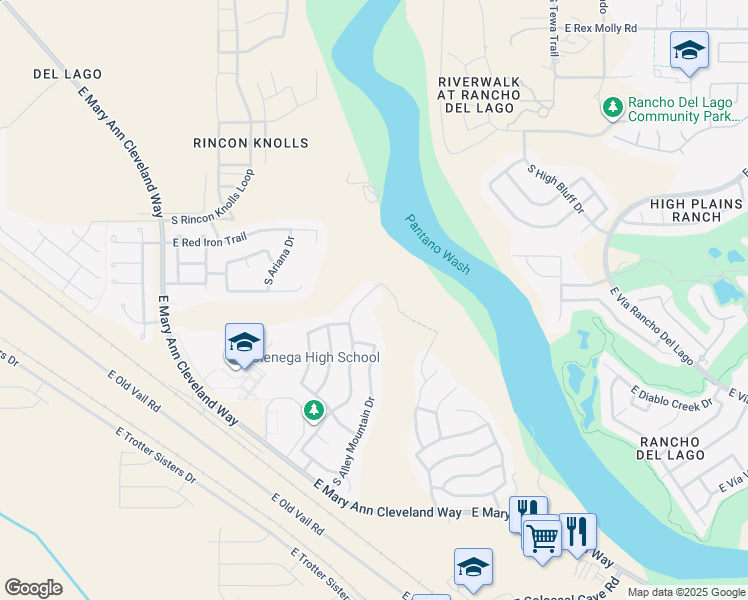 map of restaurants, bars, coffee shops, grocery stores, and more near 10645 South Distillery Canyon Spring Drive in Vail