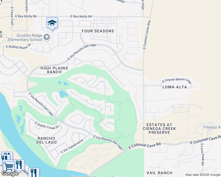 map of restaurants, bars, coffee shops, grocery stores, and more near 10599 South Blackhawk Ridge Place in Vail