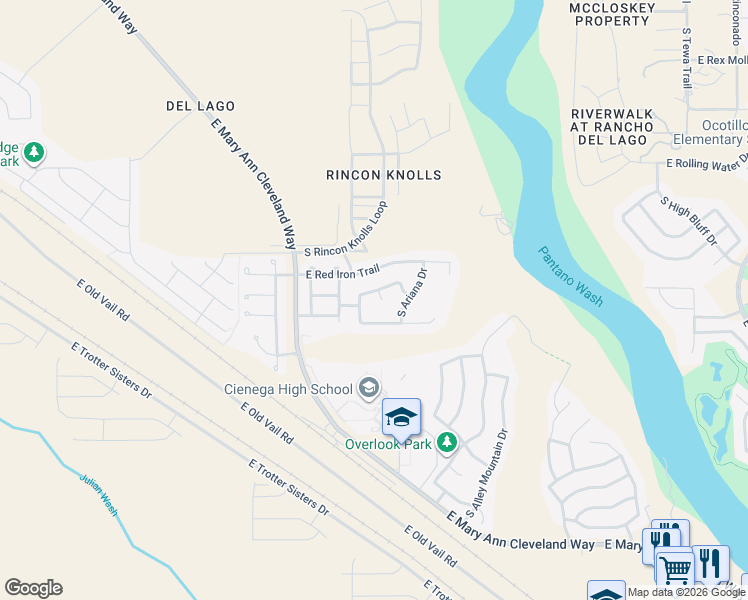 map of restaurants, bars, coffee shops, grocery stores, and more near 10582 South Margie Place in Vail