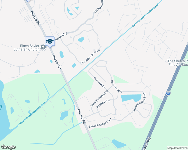 map of restaurants, bars, coffee shops, grocery stores, and more near 12 Bostwick Drive in Pooler