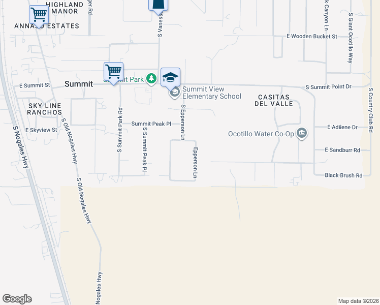 map of restaurants, bars, coffee shops, grocery stores, and more near 10341 South Epperson Lane in Tucson