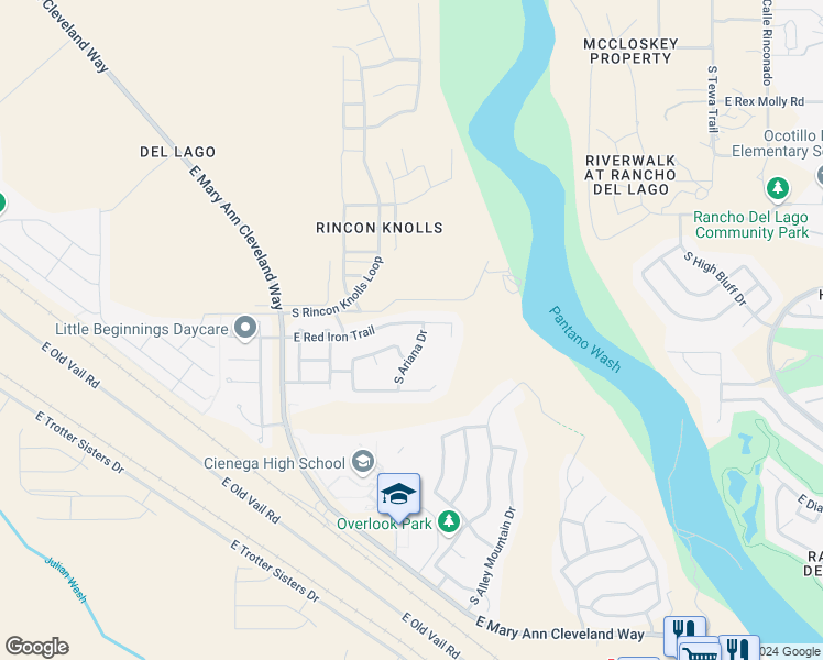 map of restaurants, bars, coffee shops, grocery stores, and more near 12844 East Red Iron Trail in Vail